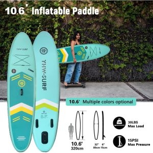 BORTT 10.6ft Inflatable Paddle Board Seaside Beach Water-Skiing Stand Up Paddle Board - Image 1