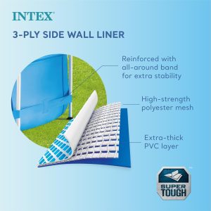 Intex Metal Frame 12 ft x 30 in Round Above Ground Outdoor Backyard Swimming Family Pool for Kids and Adults Ages 6 and Up, Blue - Image 10