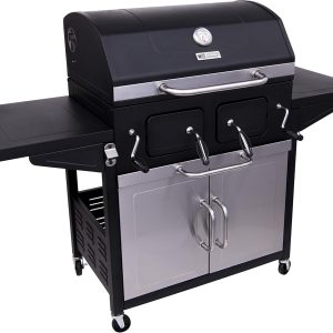 charcoal grill trolley silver/black 153x47x115cm - Image 1