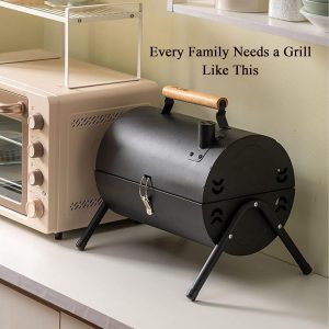 Portable Charcoal Grill, Tabletop Outdoor Barbecue Smoker, Small BBQ Grill for Outdoor Cooking Backyard Camping Picnics Beach(Black/ Green) - Image 4