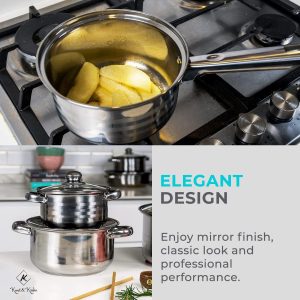 12-Piece Stainless Steel Cookware Set with Glass Lid, Silver - Image 13