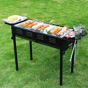 Lightweight Folding Barbecue Grill,Profession Large Portable BBQ Charcoal Oven Tools for Outdoor Cooking Roadtrip Camping Hiking Picnics (Black) - Image 1