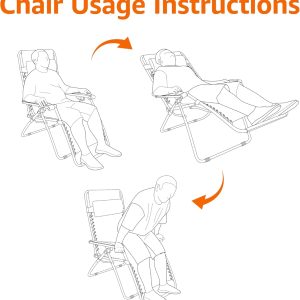 Outdoor Textilene Adjustable Zero Gravity Folding Reclining Lounge Chair with Pillow Black - Image 6