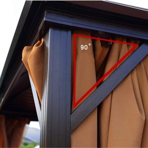 3 x 4 m Patio Aluminium Gazebo Hardtop Metal Roof Canopy Party Tent Garden Outdoor Shelter w/Mesh & Side Walls - Image 4