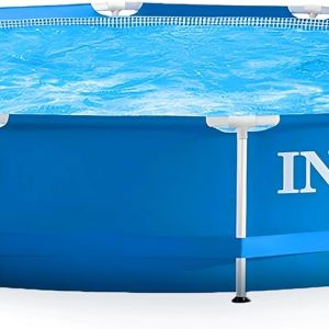 Intex Metal Frame 12 ft x 30 in Round Above Ground Outdoor Backyard Swimming Family Pool for Kids and Adults Ages 6 and Up, Blue - Image 9
