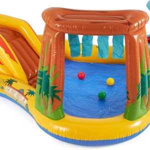 Intex Inflatable Dinosaur Play Center Outdoor Playhouse Inflatable Water Park with Kid Pool Slide, Water Sprayer, Waterfall - Image 4