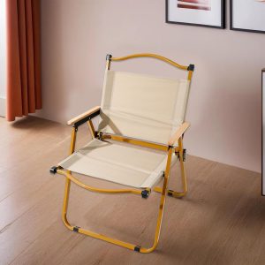 Portable Camping Chair with Wooden Handle, Widen Foldable Outdoor Chair, Collapsible Beach Chair of Ergonomic Design, Suitable for Sand Camping Travel Picnic Lawn Concert - 62 cm - Image 1