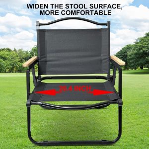 Portable Camping Chair with Wooden Handle, Widen Foldable Outdoor Chair, Collapsible Beach Chair of Ergonomic Design, Suitable for Sand Camping Travel Picnic Lawn Concert - 62 cm - Image 7