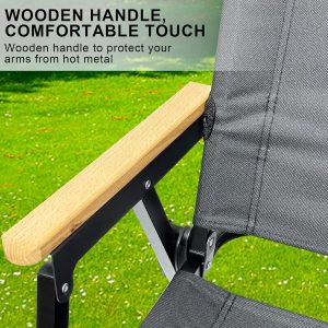 Portable Camping Chair with Wooden Handle, Widen Foldable Outdoor Chair, Collapsible Beach Chair of Ergonomic Design, Suitable for Sand Camping Travel Picnic Lawn Concert - 62 cm - Image 8