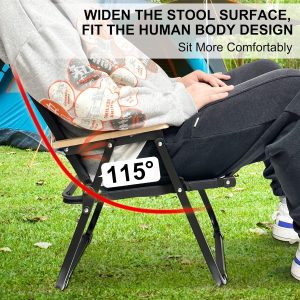 Portable Camping Chair with Wooden Handle, Widen Foldable Outdoor Chair, Collapsible Beach Chair of Ergonomic Design, Suitable for Sand Camping Travel Picnic Lawn Concert - 62 cm - Image 4
