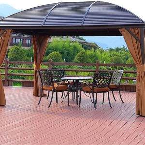 3 x 4 m Patio Aluminium Gazebo Hardtop Metal Roof Canopy Party Tent Garden Outdoor Shelter w/Mesh & Side Walls - Image 1
