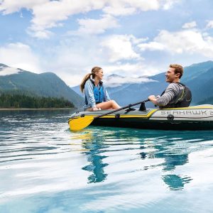 INTEX 68347EP Seahawk 2 Inflatable Boat Set: Includes Deluxe 48in Aluminum Oars and High-Output Pump – SuperStrong PVC – Fishing Rod Holders – 2-Person – 520lb Weight Capacity - Image 4
