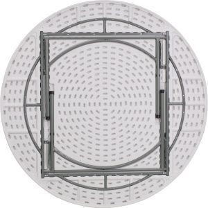 6Ft Round Folding Table, Indoor Outdoor Plastic Dining Card Table with Handle and Lock for Picnic Party Banquet Wedding, White Toptable Gray Legs - Image 5