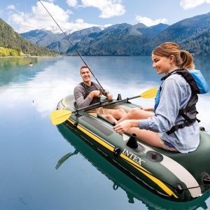 INTEX 68347EP Seahawk 2 Inflatable Boat Set: Includes Deluxe 48in Aluminum Oars and High-Output Pump – SuperStrong PVC – Fishing Rod Holders – 2-Person – 520lb Weight Capacity - Image 7