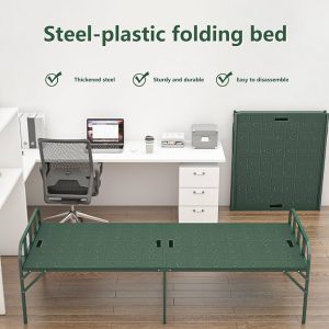 Fold Out Bed Single Size, Modern Metal Frame, Green, Foldable, and Sturdy, No Assembly Required, Cold Rolled Steel, Quiet, and Space Saving, Perfect for Home and Camping Use - Image 3