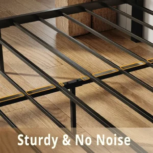 King Bed Frame, Tall Industrial Headboard 51.2 ", Platform Bed Frame with Strong Metal Support, Solid and Stable, Noise Free, No Box Spring Needed, Easy Assembly, Vintage Brown - Image 8