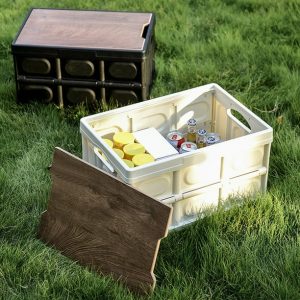 Foldable Storage Box Plastic 28L Large Capacity Truck Organizer Portable Hiking Picnic Bin Container with Lid Accessories White - Image 1