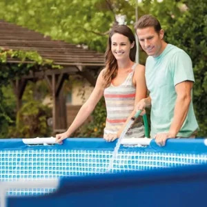 Intex Metal Frame 12 ft x 30 in Round Above Ground Outdoor Backyard Swimming Family Pool for Kids and Adults Ages 6 and Up, Blue - Image 2