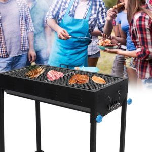 Lightweight Folding Barbecue Grill,Profession Large Portable BBQ Charcoal Oven Tools for Outdoor Cooking Roadtrip Camping Hiking Picnics (Black) - Image 5
