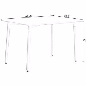 Mid-Century Rectangular 4 Ft. Dining Table with White and black Plastic Tabletop and Solid Beech Wood Legs - Image 8