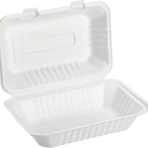 9*6*3" Single Compartment Bagasse Clamshell Take Out Food Containers, Biodegradable & Compostable Containers With Hinged Lids, Eco-Friendly Made From Sugarcane Fibers - Image 6