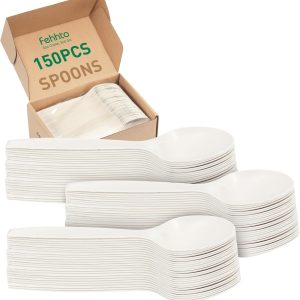100% Compostable Spoon, Disposable Cornstarch Forks Heavy Duty Cutlery Eco-Friendly Utensils Biodegradable Party Dinner Supplies No Plastic, White - Image 1