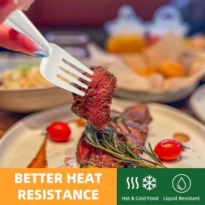 100% Compostable Fork, Disposable Cornstarch Forks Heavy Duty Cutlery Eco-Friendly Utensils Biodegradable Party Dinner Supplies No Plastic, White - Image 2