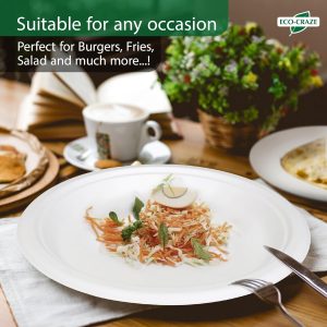 6" Bagasse Round Disposable Plates, Sugarcane Fiber Compostable Bulk Paper Plates for Party, Biodegradable Dinner Paper Plate Disposable for Snacks, Lunch, Dinner, BBQ - Image 2