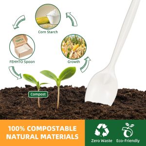 100% Compostable Spoon, Disposable Cornstarch Forks Heavy Duty Cutlery Eco-Friendly Utensils Biodegradable Party Dinner Supplies No Plastic, White - Image 5
