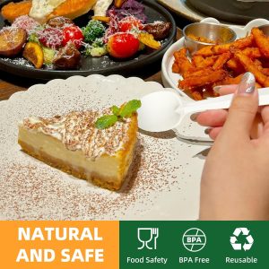 100% Compostable Spoon, Disposable Cornstarch Forks Heavy Duty Cutlery Eco-Friendly Utensils Biodegradable Party Dinner Supplies No Plastic, White - Image 6