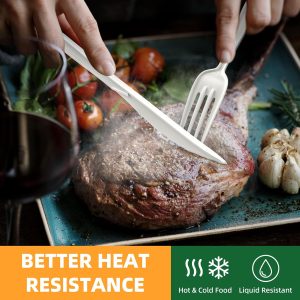100% Compostable Spoon, Disposable Cornstarch Knife Heavy Duty Cutlery  Eco-Friendly Utensils Biodegradable Party Dinner Supplies No Plastic,  White - Image 5
