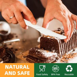 100% Compostable Spoon, Disposable Cornstarch Knife Heavy Duty Cutlery  Eco-Friendly Utensils Biodegradable Party Dinner Supplies No Plastic,  White - Image 2
