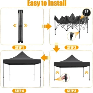 10 X 10 Ft Pop-up Sun Protection Tent - White / Black (Medium Quality) - Image 1