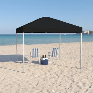 10 X 10 Ft Pop-up Sun Protection Tent - White / Black (Medium Quality) - Image 1