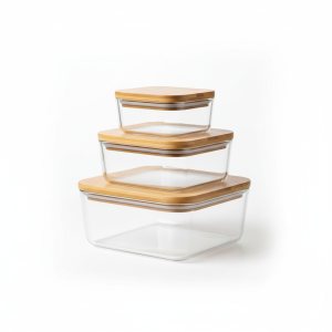 Tupperware set wood lid - 3 piece square - Image 1