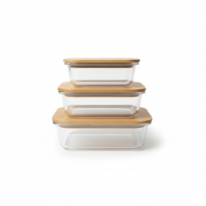 Tupperware set wood lid - 3 piece rectangle - Image 1