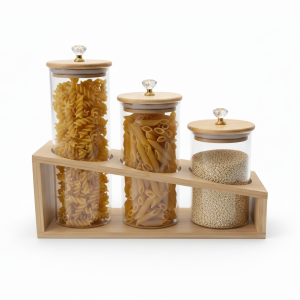 Clear wood lid jar set - Image 2