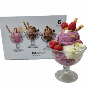 6 Glass Dessert Bowls, Clear Glass Ice Cream Sundae Cups - Image 4