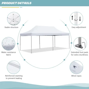 20 Ft. W x 10 Ft. D Steel Pop-Up Canopy (High Quality) - Image 3