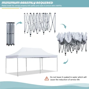 20 Ft. W x 10 Ft. D Steel Pop-Up Canopy (High Quality) - Image 4