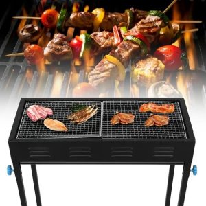 Lightweight Folding Barbecue Grill,Charcoal Oven Tools for Outdoor Cooking Roadtrip Camping Hiking Picnics (Black) - Image 3