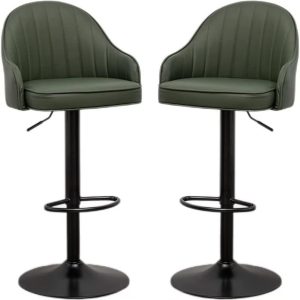 Adjustable barstool with foot rest - Green - Image 1