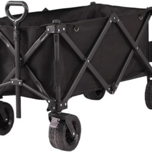 Collapsible Wagon Cart, Folding Wagon, Heavy Duty Utility Wagon, Portable Garden Beach Cart with Wheels, for Beach, Shopping, Groceries, etc,Black , large - Image 1