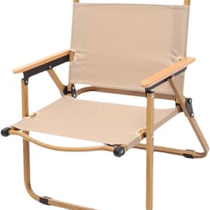 Portable Camping Chair with Wooden Handle, Widen Foldable Outdoor Chair, Collapsible Beach Chair of Ergonomic Design, Suitable for Sand Camping Travel Picnic Lawn Concert - 62 cm - Beige - Image 2
