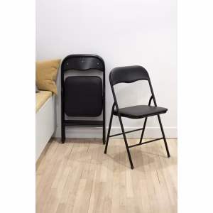 Enduro Black Padded Vinyl Folding Chair, 18 '' x 17.3'' x 30.7'', Padded folding chair - Image 2