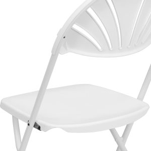White Plastic Fan Back Folding Chair - Image 2