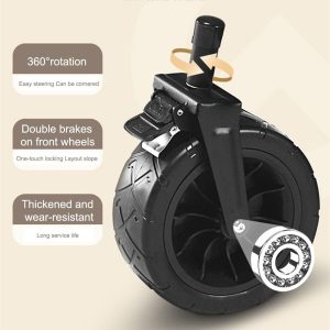 Collapsible Wagon Cart, Folding Wagon, Heavy Duty Utility Wagon, Portable Garden Beach Cart with Wheels, for Beach, Shopping, Groceries, etc,Black and Brown - Image 3