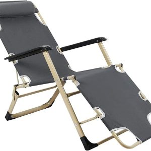 Lounge Chair, Heavy Duty Armchairs and Full Flat Crib,Folding Reclining Chairs for Outdoor Garden, Beach, Pool, Camping, Patio - Image 2