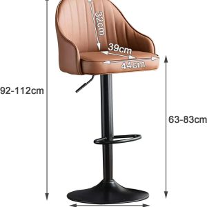 Adjustable barstool with foot rest - Brown - Image 3