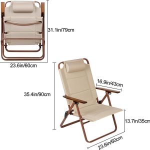 Camping folding chair with padded headrest - Image 2